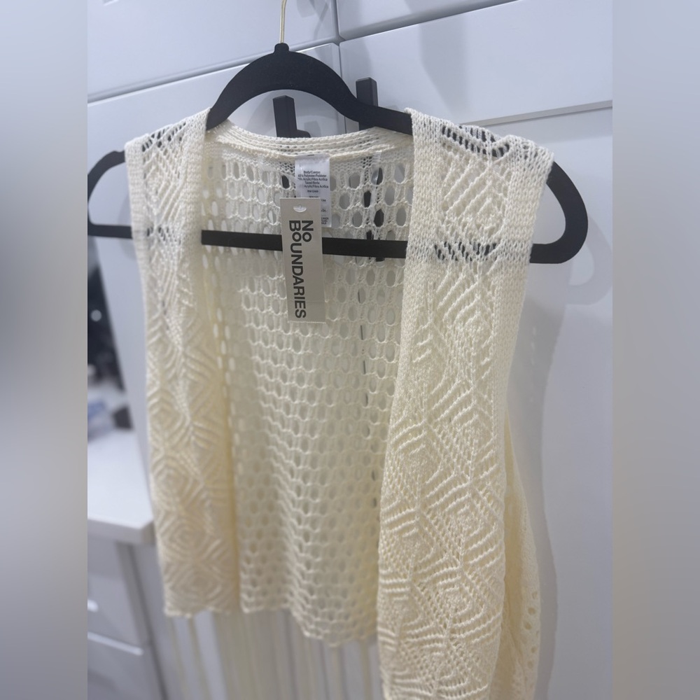 No Boundaries Cream Fringe Knit Vest - Picture 5 of 5